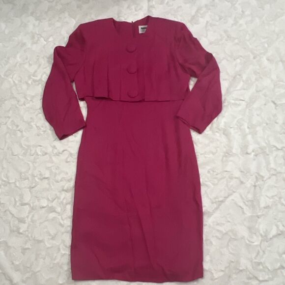 Vintage Dani Max Sheath Dress Size 6 Pink Knee Length Back Zipper Solid READ - Picture 1 of 9